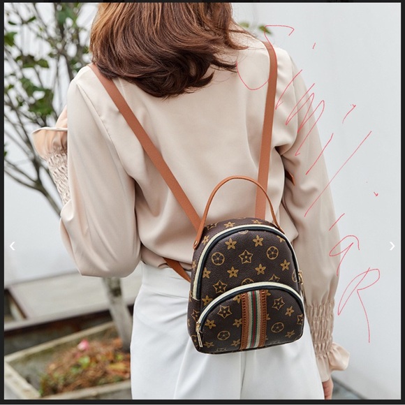 Mini Backpack LV insp with tan straps, NWOT - Picture 8 of 14